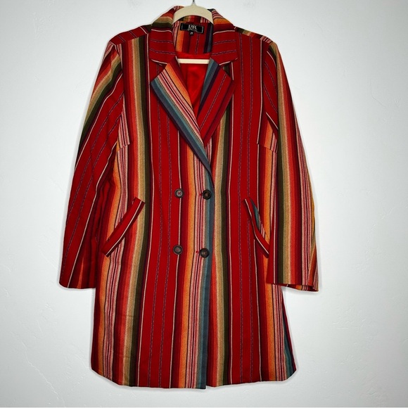 L&B Colorful Striped Blazer Jacket Autumnal Long Line Stripe Cotton Size 2X - Picture 1 of 15